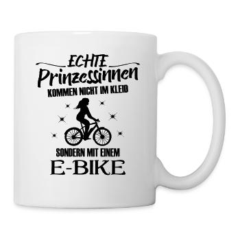 Ebike Radfahrerin E-Bike Radfahrer Prinzessin - Tasse - Weiß - Rechts