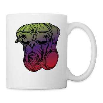 Casque DJ boxeur allemand lunettes de soleil chien Rav - Mug blanc - blanc - Droite