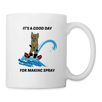 Water Skiing Ski Cat Pet Lover Animal Funny Meme - Mug - white - Right