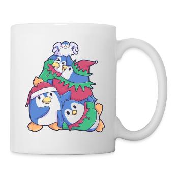 Sapin de Noël de la famille des pingouins de Noël - Mug blanc - blanc - Droite