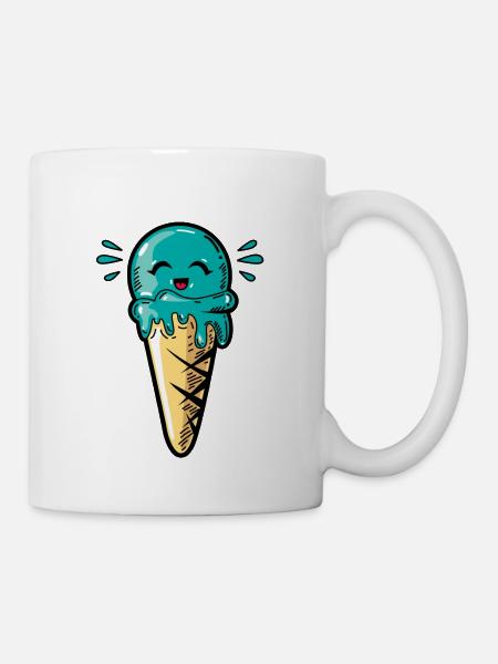 Kawaii Eis Eiskugel - Tasse - Weiß
