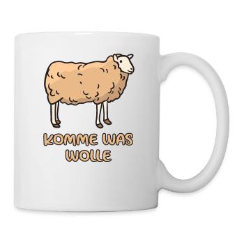 Komme Was Wolle Schaf Wortwitz - Tasse - Weiß - Rechts