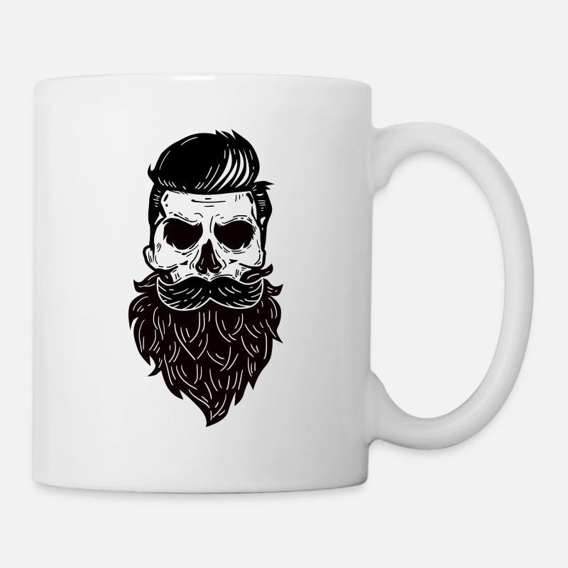 Totenkopf Skull Bart Bärtiger Schädel - Tasse - Weiß