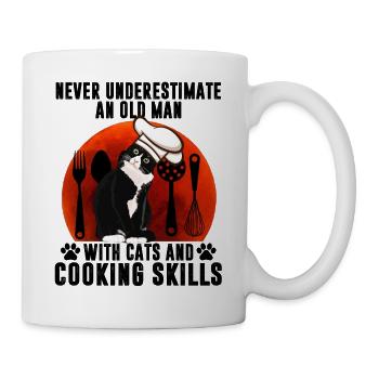 Black Cat An Old Man With Cats And Cooking Skills - Mug - white - Right