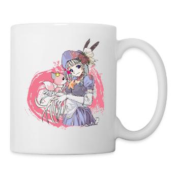 Fille manga avec chien - Mug blanc - blanc - Droite