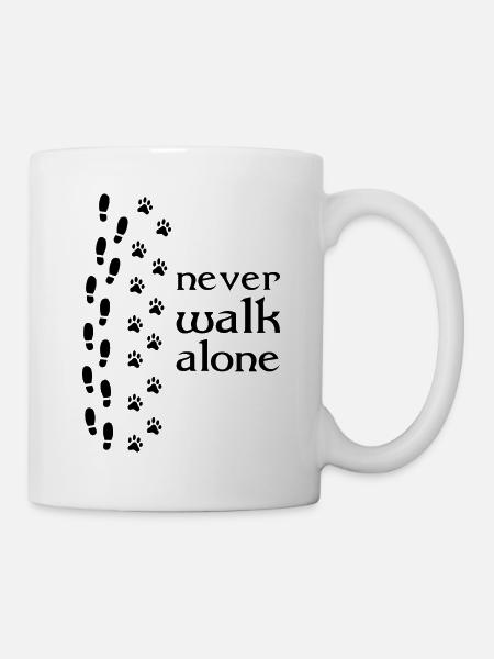 559 Hund never walk alone b - Tasse - Weiß