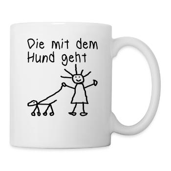 lustiges Hunde Spruch Geschenk Hund Vierbeiner wuf - Tasse - Weiß - Rechts