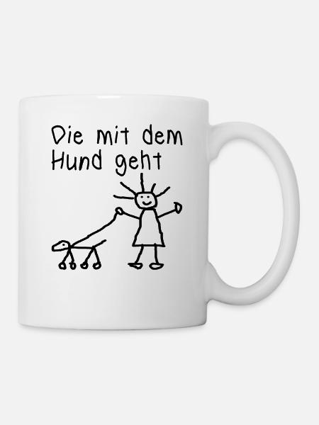 lustiges Hunde Spruch Geschenk Hund Vierbeiner wuf - Tasse - Weiß