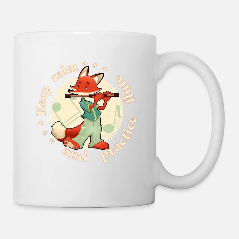 Keep calm practice flute flute fox - Mug - white