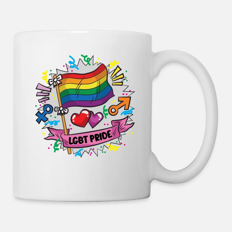 LGBT PRIDE Regenbogen Fahne Stolz bunt farbenfroh - Tasse - Weiß