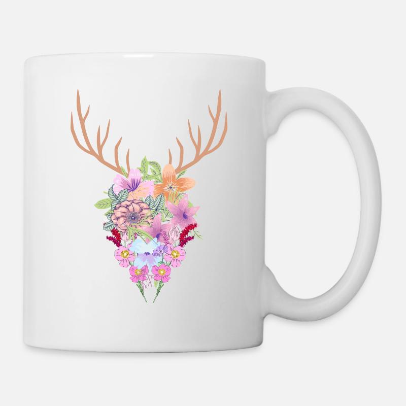 Blumen Geweih - Tasse - Weiß
