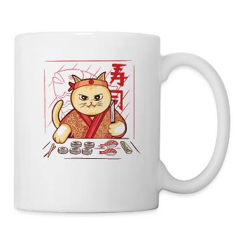 Kawaii Cat Sushi Master Sensei I Love Sushi - Mug - white - Right