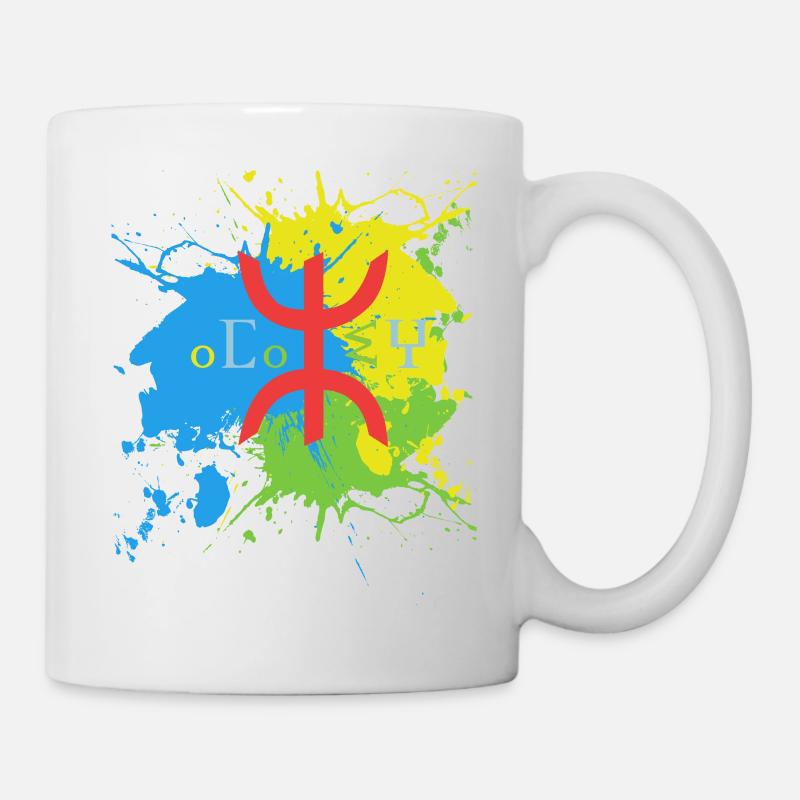 Amazigh Splash Art Design Drapeau amazigh berbère - Mug blanc - blanc