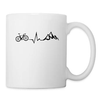Racing bike bike mountains pulse cyclist heartbeat - Mug - white - Right