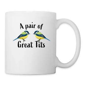 Ein Paar Kohlmeisen | Lustiges Vogelgeschenk - Tasse - Weiß - Rechts