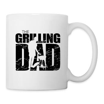 the grilling dad father grilling roast meat - Mug - white - Right