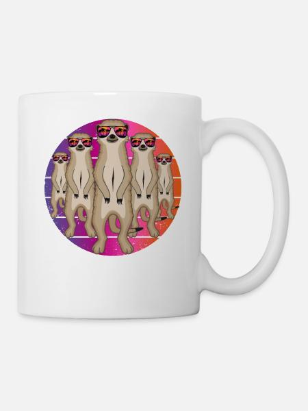 Erdmännchen Mit Sonnenbrille Lustig Sommer - Tasse - Weiß