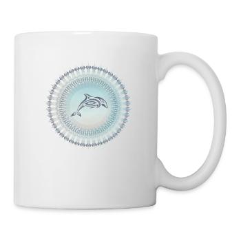 Delfin Tribal in einem Mandala - Tasse - Weiß - Rechts