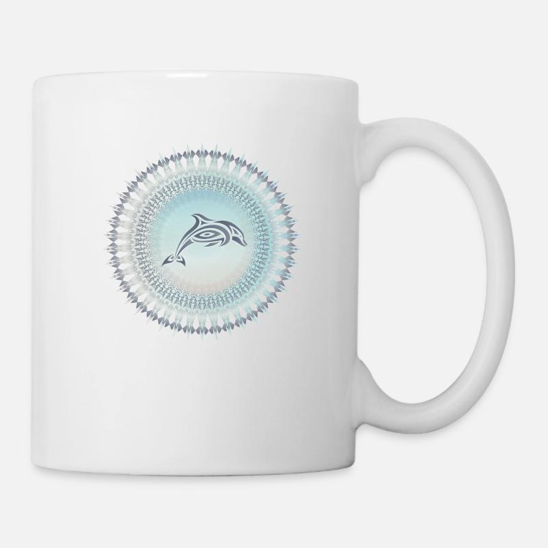 Dauphin tribal dans un mandala - Mug blanc - blanc