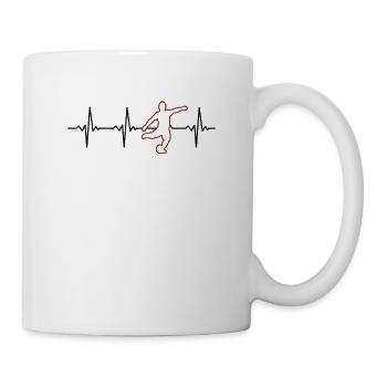 Fußball Herzschlag Retro Fußballer Liebe EKG - Tasse - Weiß - Rechts