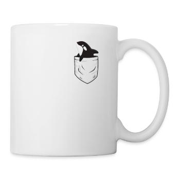Baleine fraîche orque à épée dans la poche poitrine T-shirt - Mug blanc - blanc - Droite