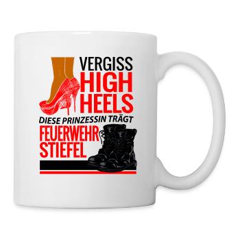 Prinzessin Frau Feuerwehr Stiefel High Heels - Tasse - Weiß - Rechts