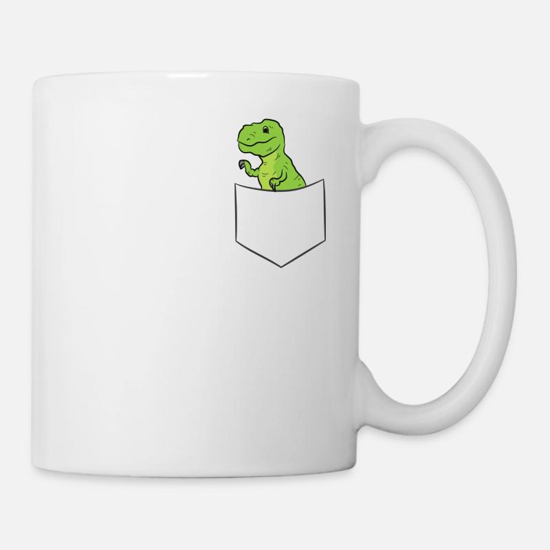 Lustiger Dinosaurier in der Tasche Dinosaurier - Tasse - Weiß