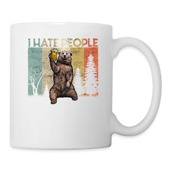 i hate people bear beer camping campers - Mug - white - Right