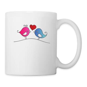 Little Love Birds lustige niedliche Vögel Comic - Tasse - Weiß - Rechts