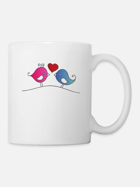 Little Love Birds lustige niedliche Vögel Comic - Tasse - Weiß
