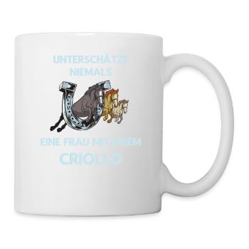 Frau Mit Criollo Pferd Reiten Ausritt - Tasse - Weiß - Rechts