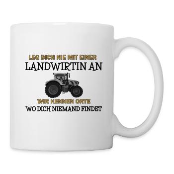 Leg dich nicht mit einer Landwirtin an - Tasse - Weiß - Rechts
