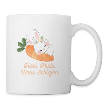 Hase Mude Hasi schlafen - Tasse - Weiß - Rechts