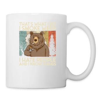 Je fume de l'herbe Je déteste les gens Cannabis 420 Joint Bear - Mug blanc - blanc - Droite