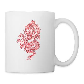Dragon japonais dessiné à la main rouge - Mug blanc - blanc - Droite