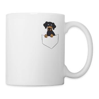 Süßer Dachshund In Tasche - Tasse - Weiß - Rechts