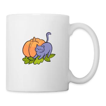 Katzen-Kürbis Halloween Katzen-Inhaber Geschenk - Tasse - Weiß - Rechts