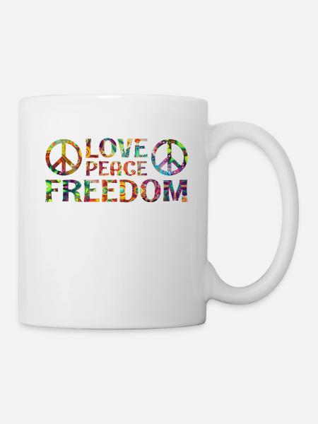 Liebe Frieden und Freiheit Geschenk Psychedelic - Tasse - Weiß