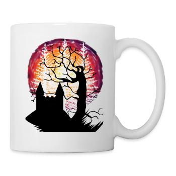 Baum Burg Mittelalter Fantasy Festung Schloss - Tasse - Weiß - Rechts