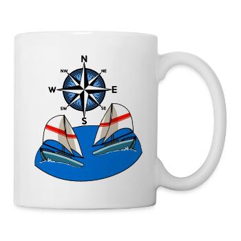 Nordic sailing sailboat wind rose compass maritime - Mug - white - Right