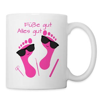 Fußpflege Pediküre Podologe Nagelstudio Geschenk - Tasse - Weiß - Rechts