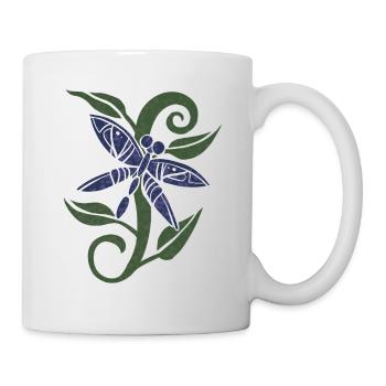 Blaue Libelle - Tasse - Weiß - Rechts