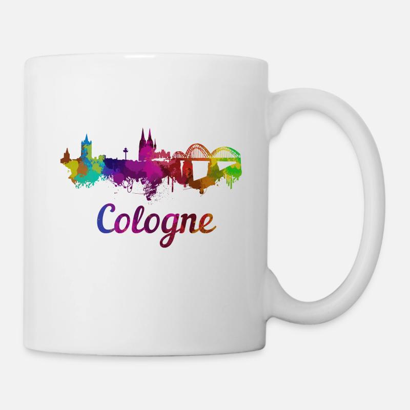 Köln Skyline bunt - Tasse - Weiß