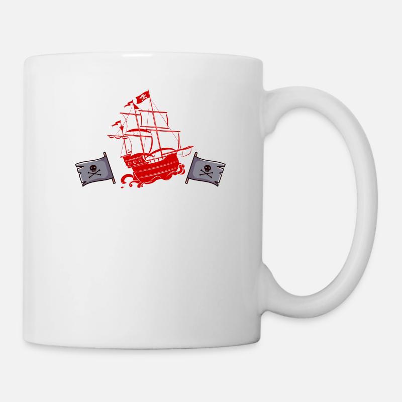 schrecklicher Pirat mit Piratenschiff Geschenk - Tasse - Weiß