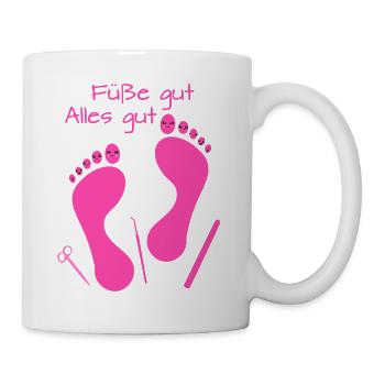 Fußpflege Pediküre Podologe Nagelstudio Geschenk - Tasse - Weiß - Rechts