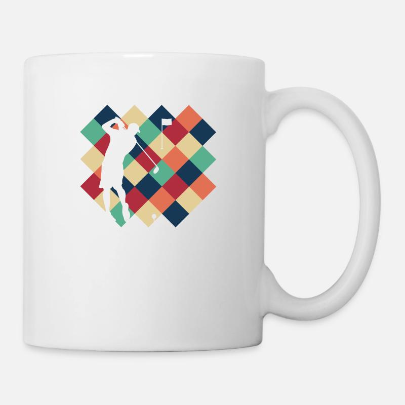 Golf Spieler Golfer Retro Golfball Abschlag - Tasse - Weiß
