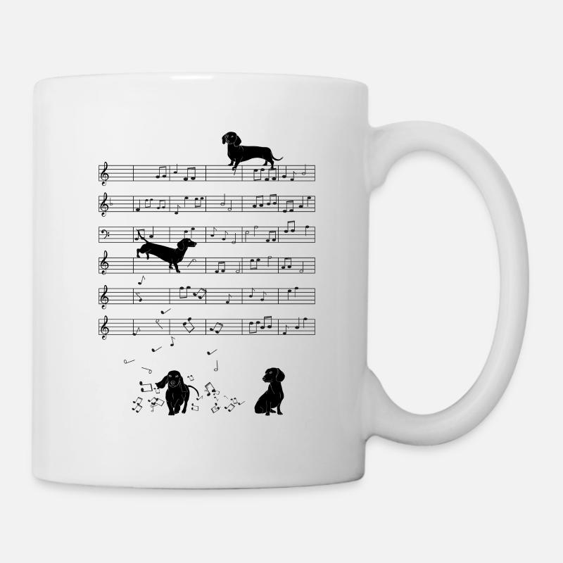 Notes de musique de chien teckel - Mug blanc - blanc