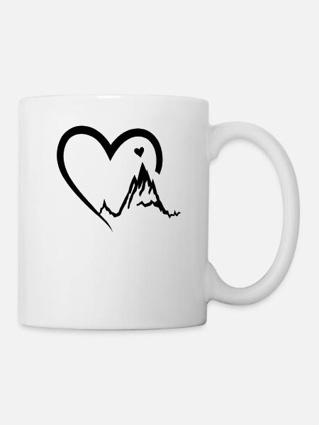 Berg Herz für und Outdoor Freunde. - Tasse - Weiß