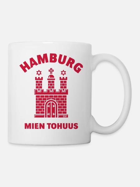 Hamburg Wappen – Mien Tohuus (Plattdeutsch) - Tasse - Weiß
