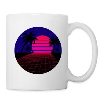 Aesthetic Vaporwave Grid Palme Sonne Geschenk - Tasse - Weiß - Rechts